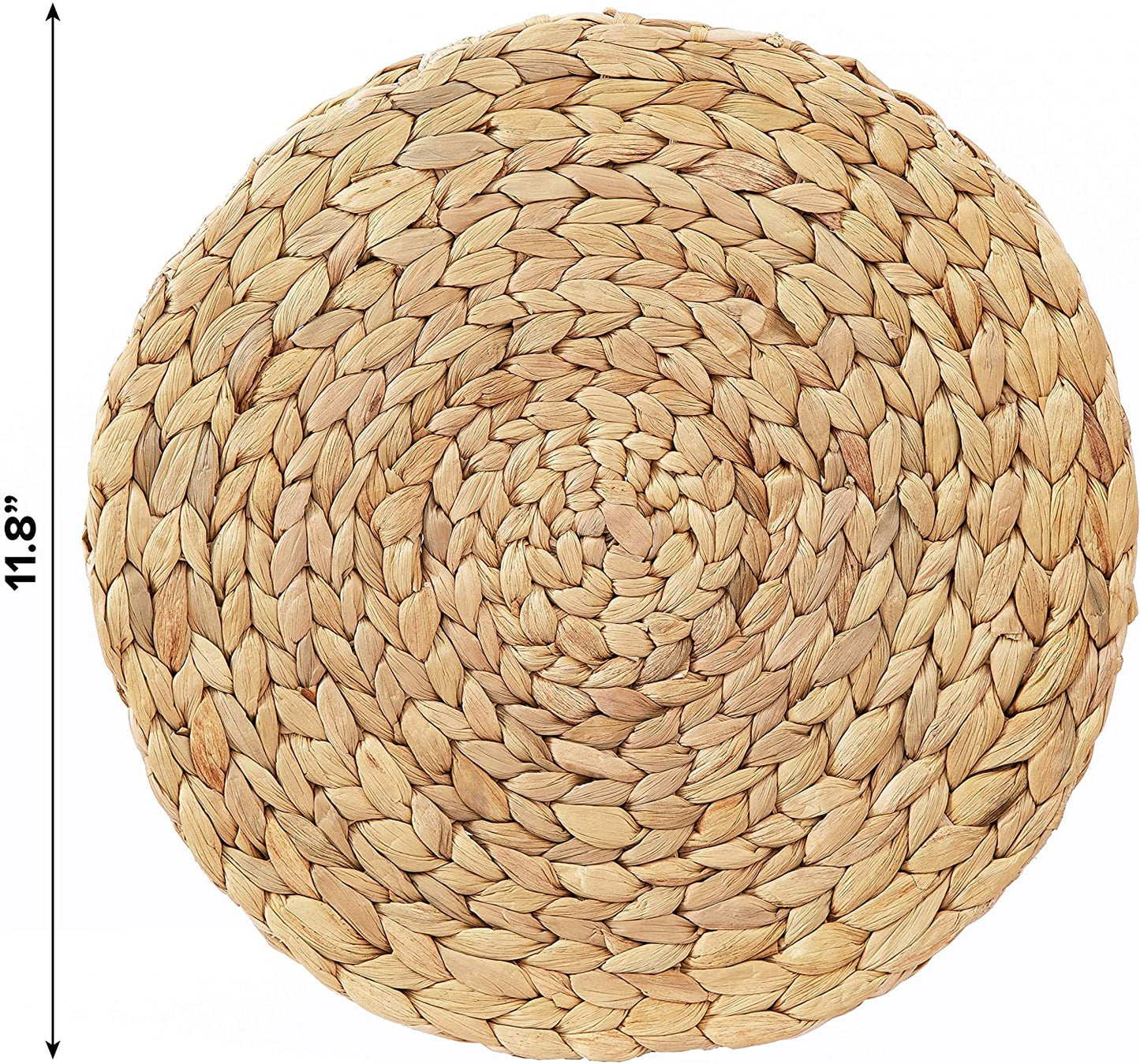 Round Woven Placemats - Set of4/6/ 8, Water Hyacinth Straw Braided Placemats, Heat Resistant Non-Slip Weave Placemats Handmade (11.8" Round)
