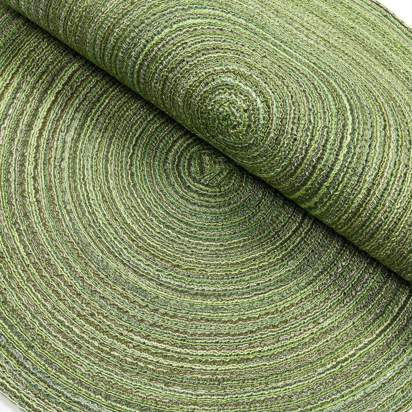 Round Placemats Set of 4/6/8 for Dining Tables 14 inch Cotton Braided Placemats Washable Reversible for Kitchen Holiday Party(Green）