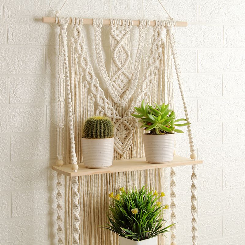 Wall Hanging Decor, Geometric Woven Tapestry Rack,Chic Cotton Handmade Bohemian Art, 44 x 105cm