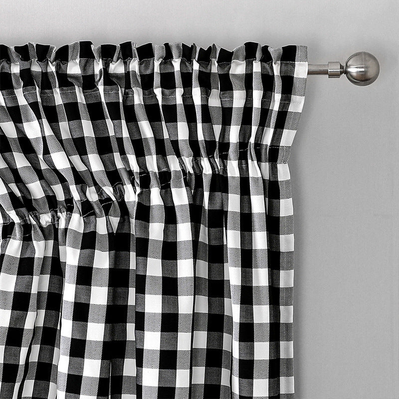 2 Pieces Country Farmhouse Plaid Gingham Curtain Panels- Black and White