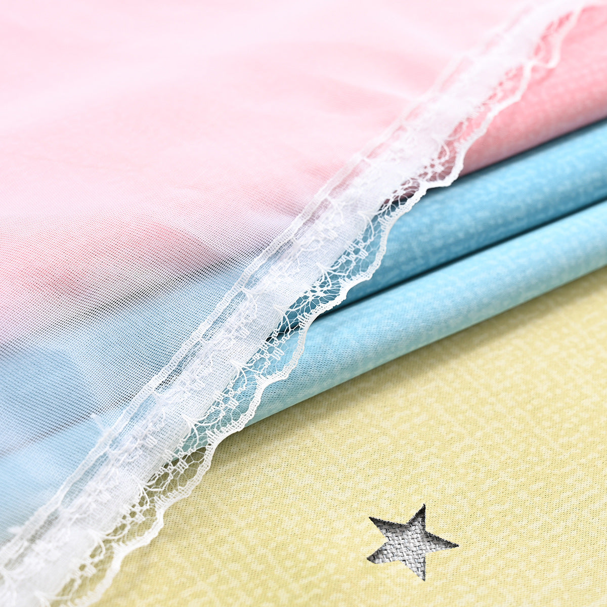 2x Star Cutout Curtains for Girls Room, PINk/Purple