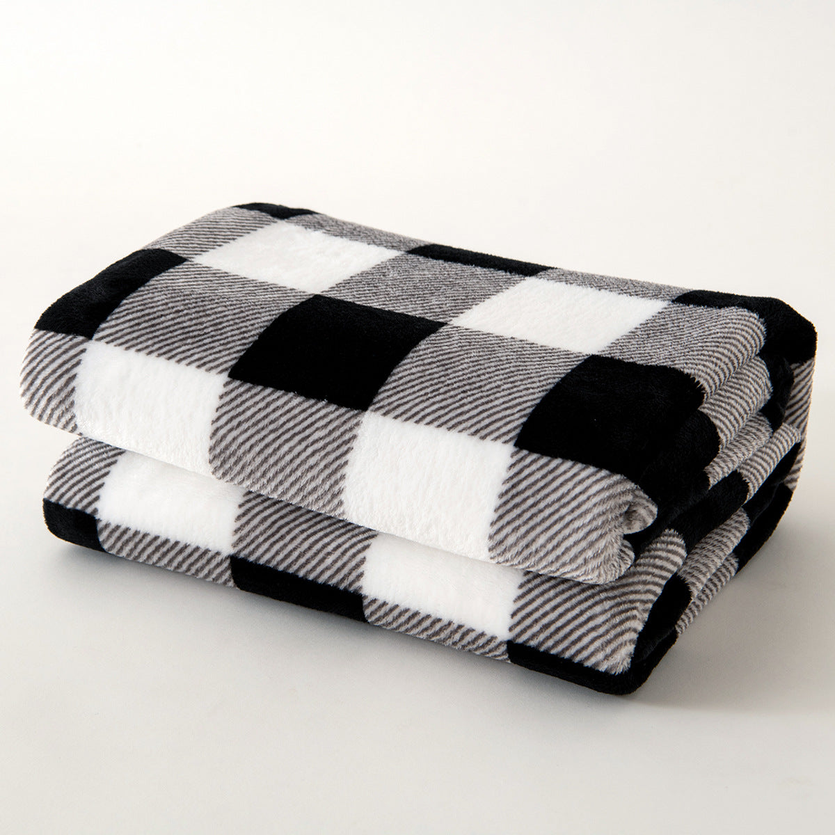 Fleece Throw Blanket with Stripe Pattern for Bed Sofa Chair Throw, Black and White