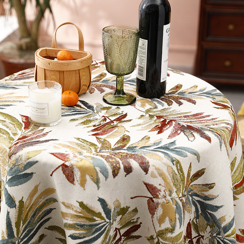 Round Rectangle European Pastoral Style Green Tablecloth, Red