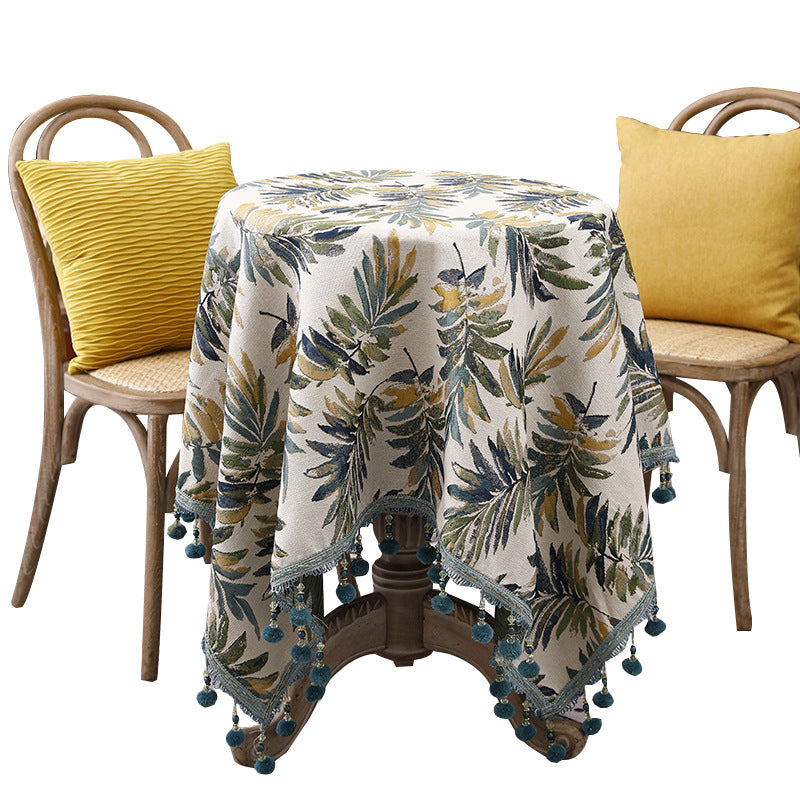 Round Rectangle European Pastoral Style Green Tablecloth, Green