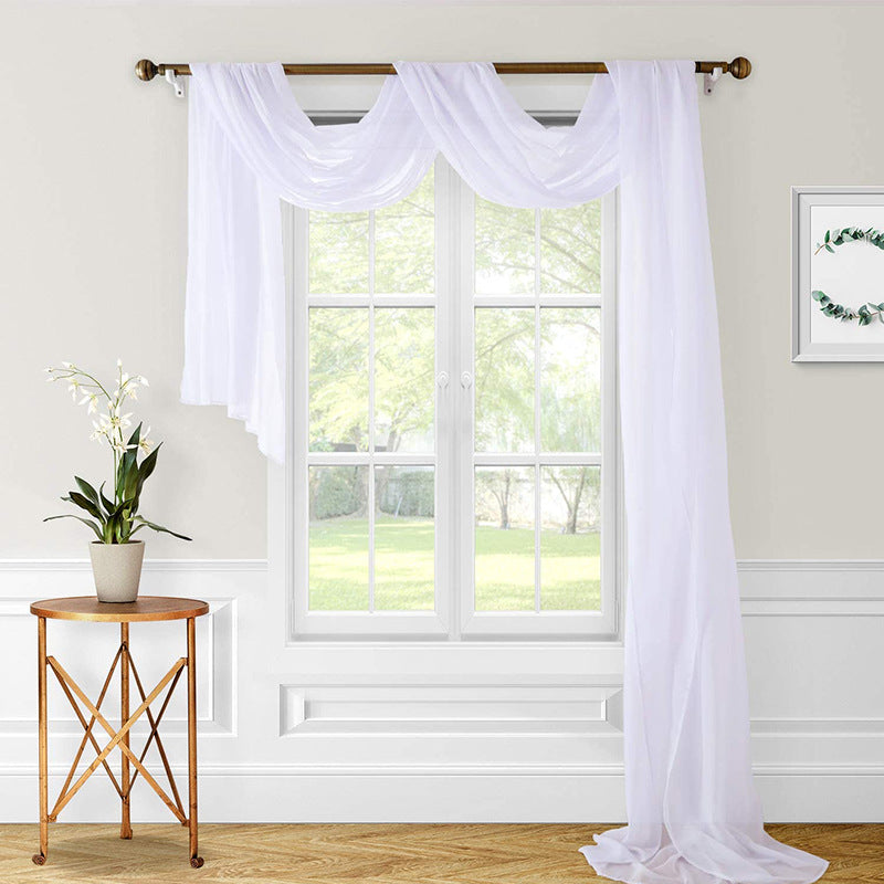 White Sheer Window Scarf Valance for Draping Curtain Toppers for Wedding Party Girls Room Bed Canopy Scarves