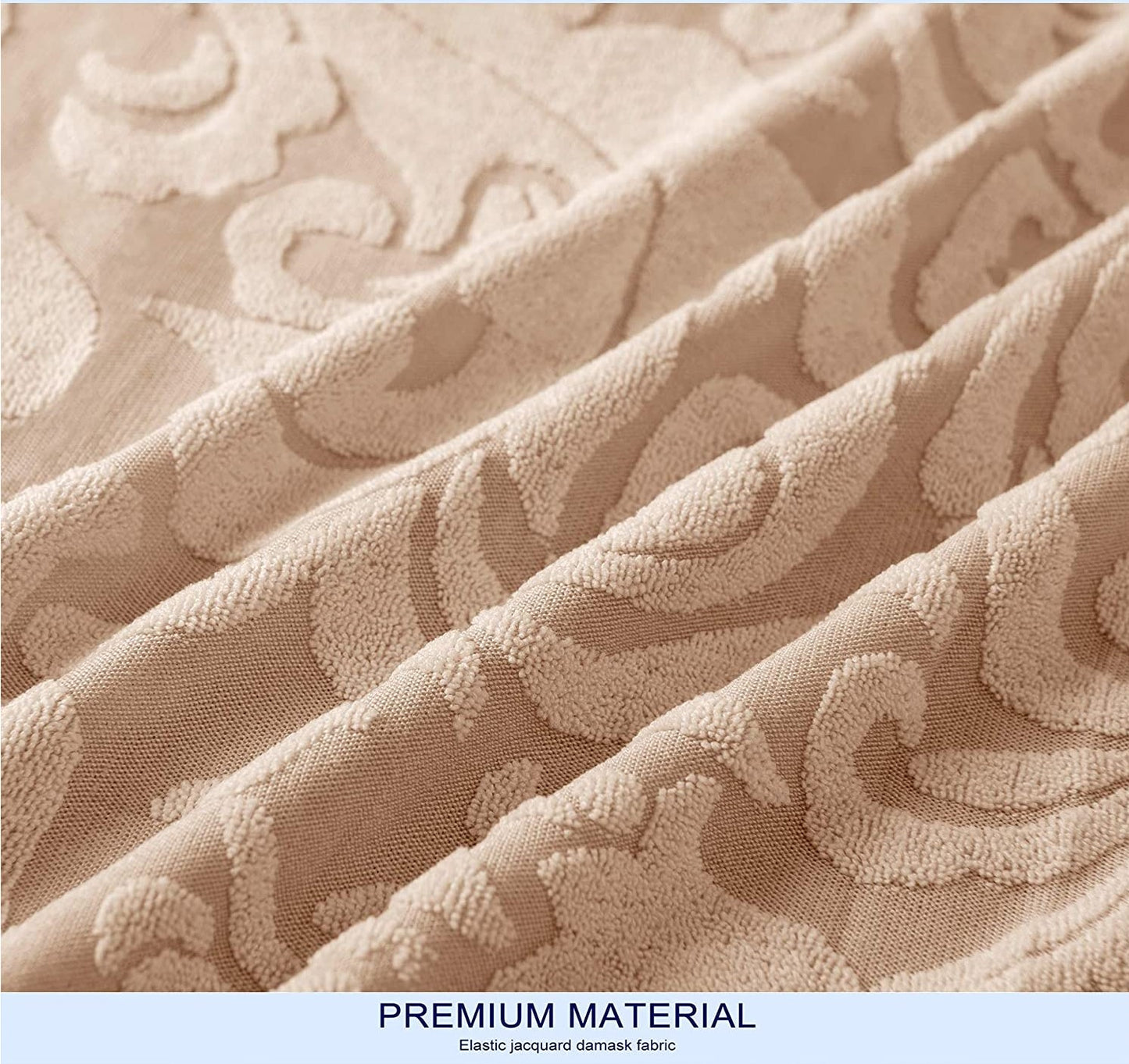 Jacquard Damask Dining Chair Slipcovers Stretch High Back Chair Protector for Kitchen (2/4/6/8pcs, Damask Oatmeal)