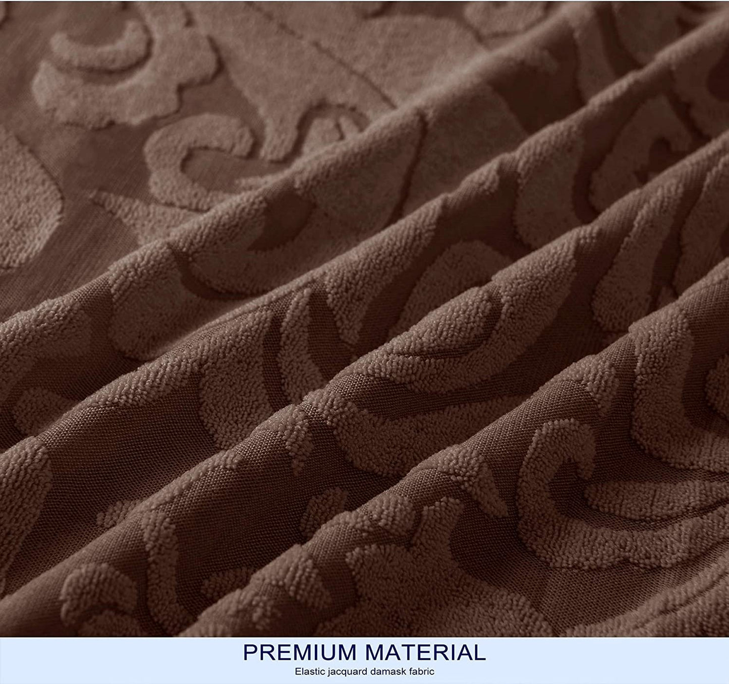 Jacquard Damask Dining Chair Slipcovers Stretch High Back Chair Protector for Kitchen (2/4/6/8pcs, Brown)