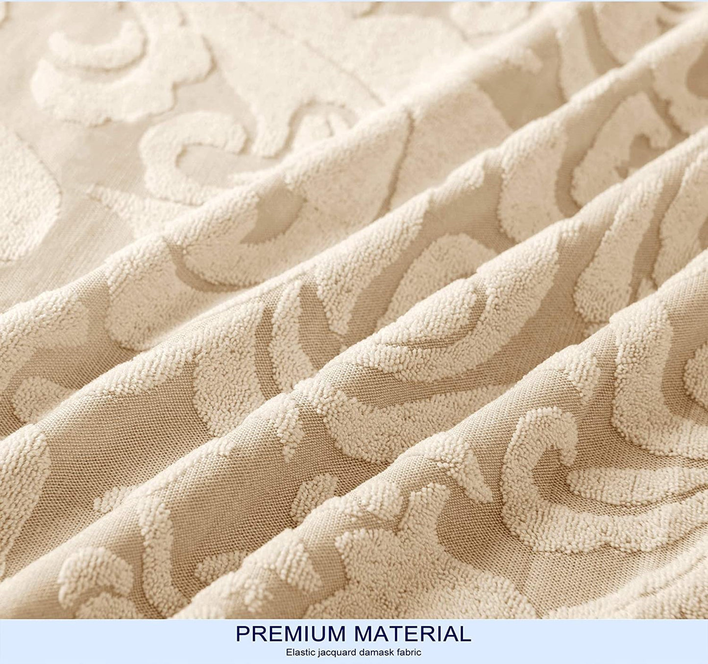 Jacquard Damask Dining Chair Slipcovers Stretch High Back Chair Protector for Kitchen (2/4/6/8pcs, Linen)