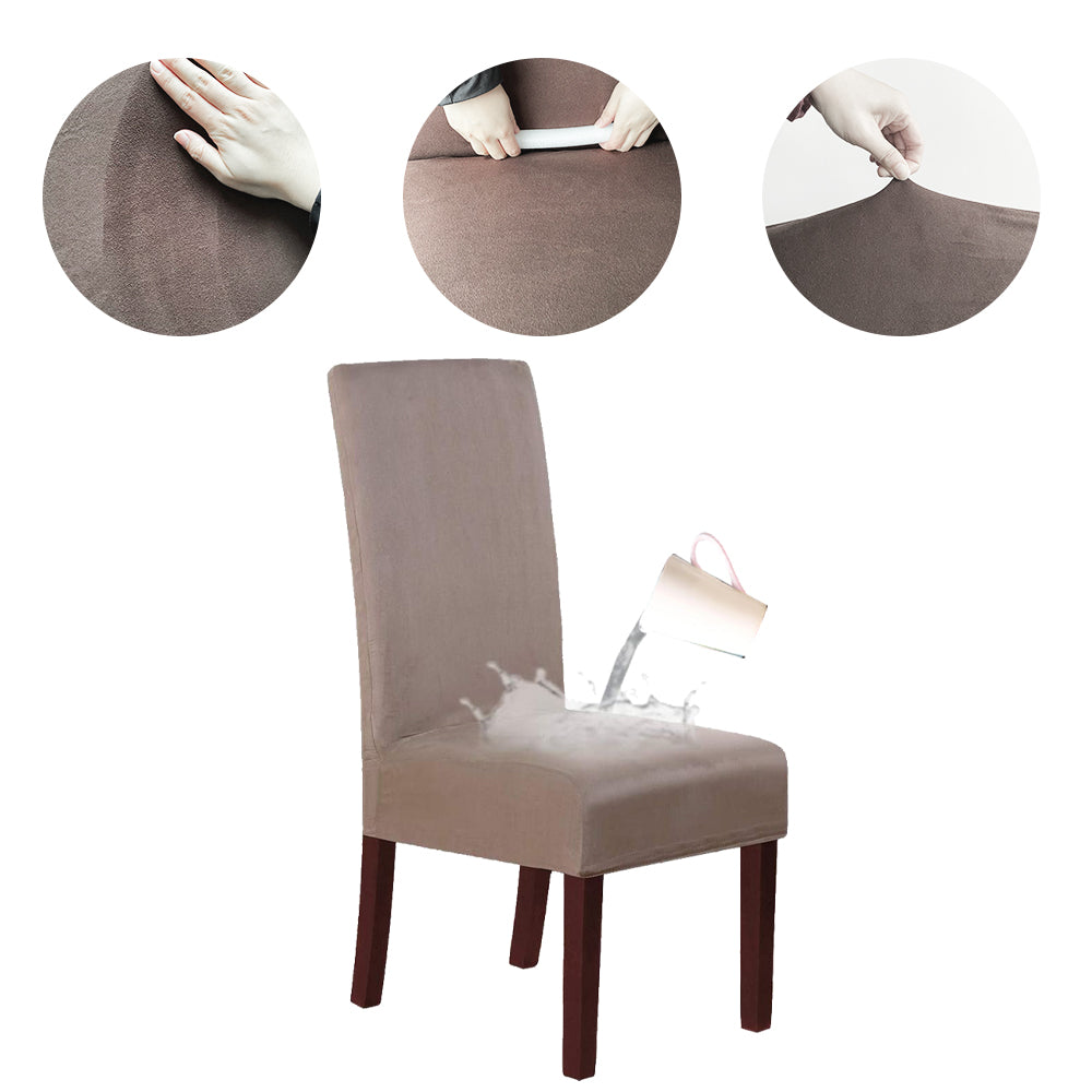 Waterproof Suede Chair Covers Stretch Chair Covers for Dining Room Set of 2/4/6/8 Parson Chair Slipcovers Chair Protectors Covers Dining, Taupe