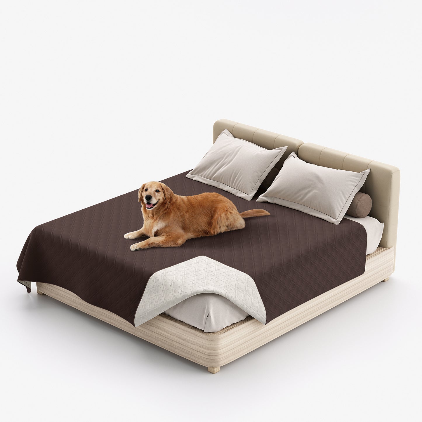 Waterproof Dog Bed Cover Pet Blanket with Anti-Slip Back for Furniture Bed Couch Sofa-Brown