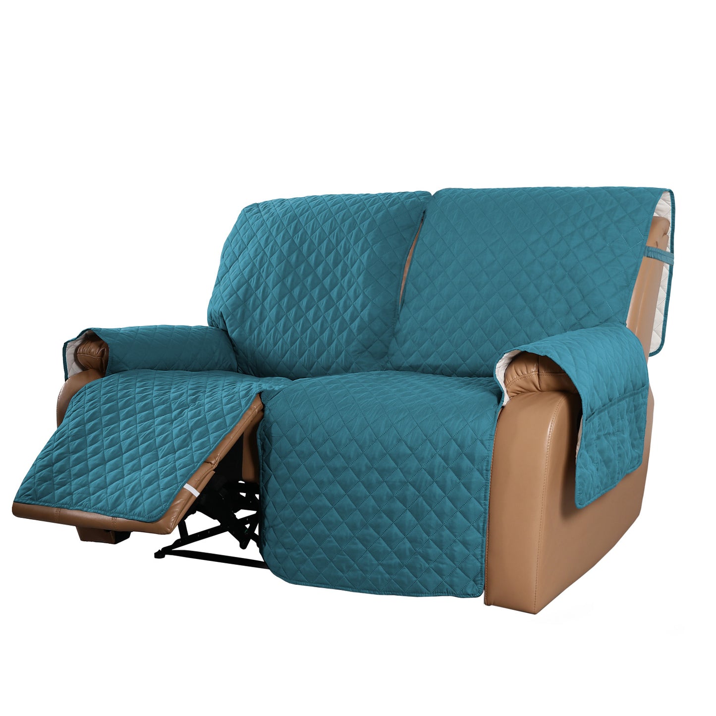 Recliner Sofa Cover for 1/2/3 Seater with Pocket, Slipcovers Reversible Washable Elastic Adjustable Strap for home,Teal