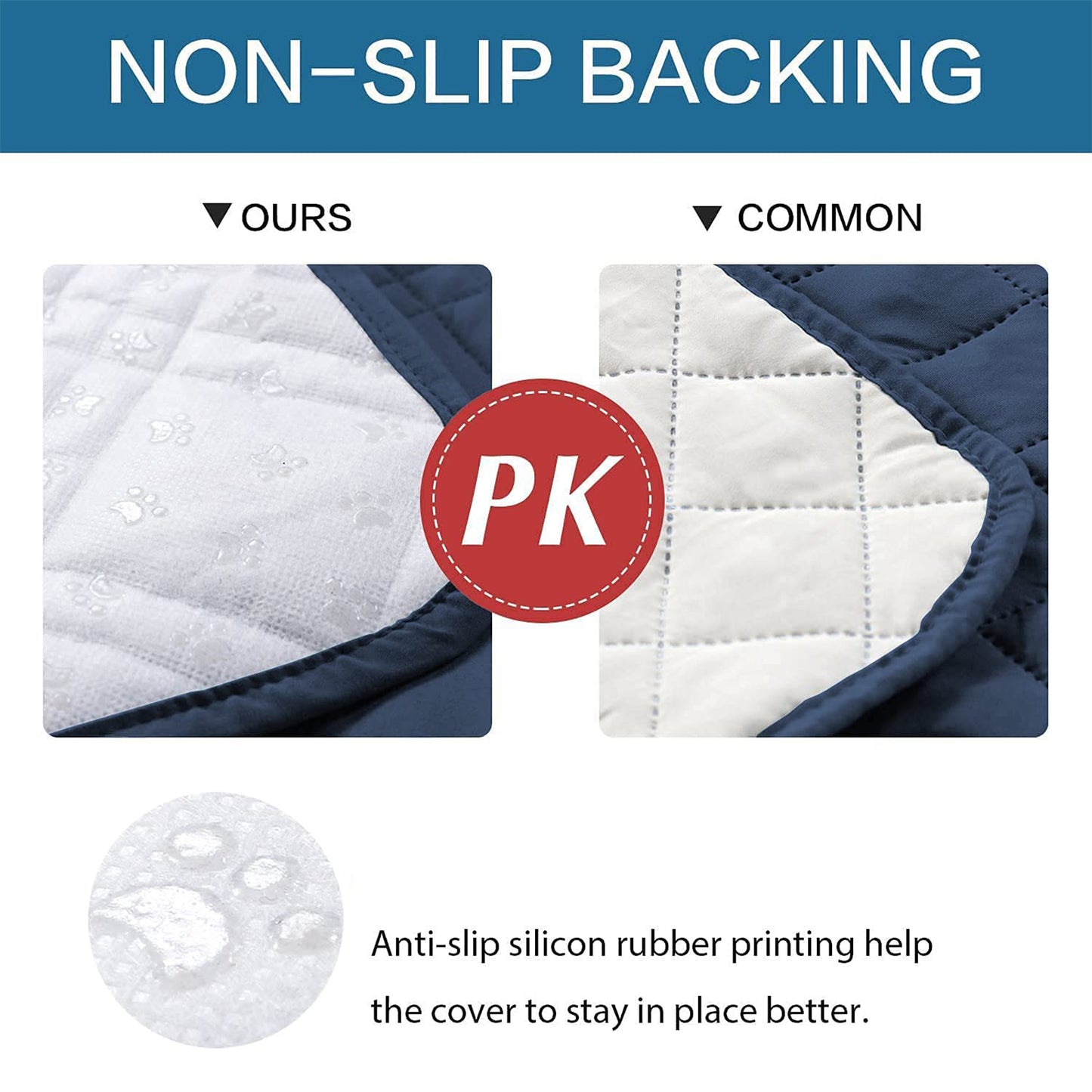 Waterproof Dog Bed Cover Pet Blanket with Anti-Slip Back for Furniture Bed Couch Sofa-Blue