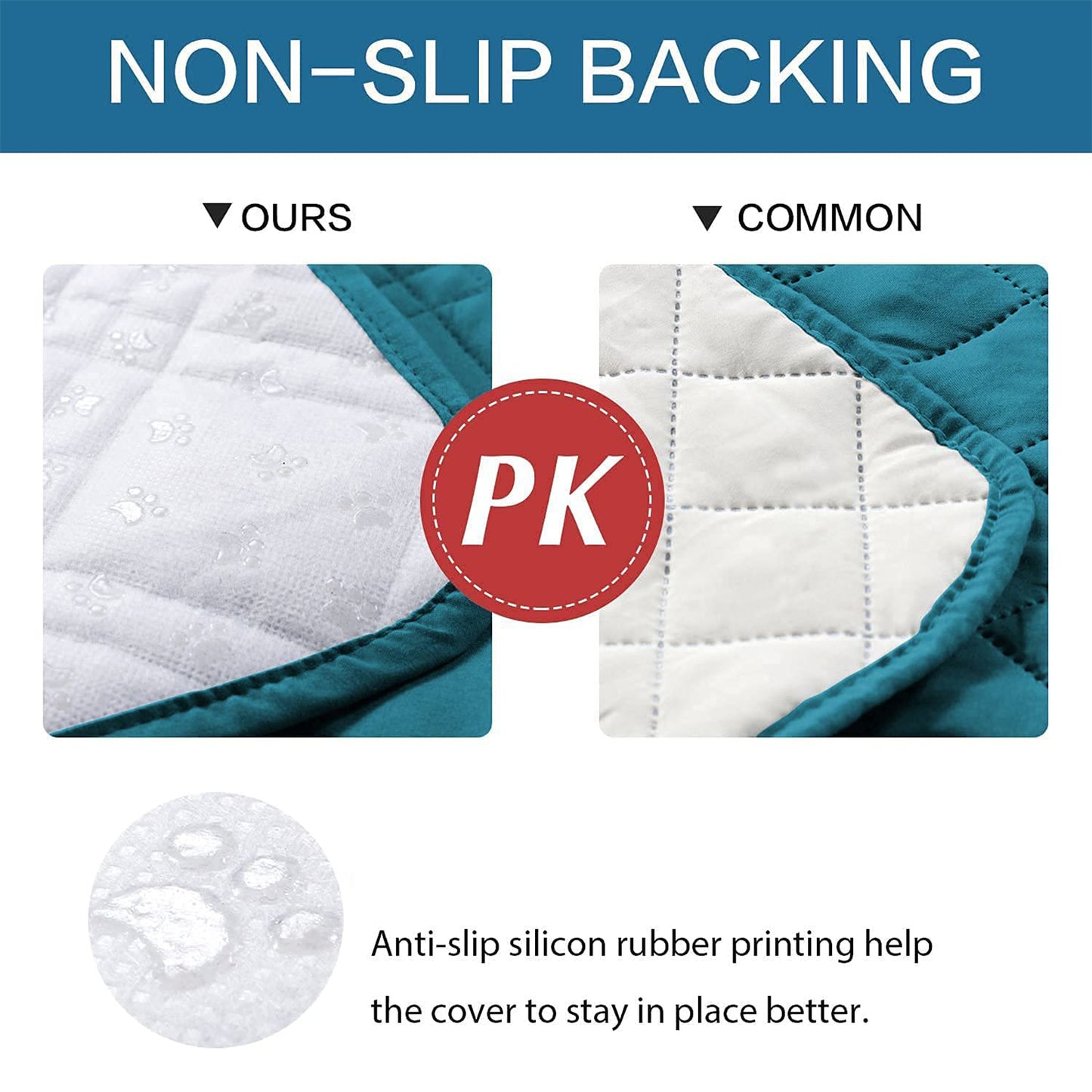 Waterproof Dog Bed Cover Pet Blanket with Anti-Slip Back for Furniture Bed Couch Sofa-Teal