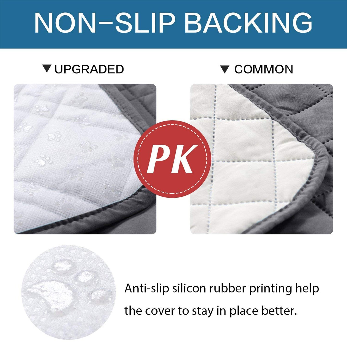 Waterproof Dog Bed Cover Pet Blanket with Anti-Slip Back for Furniture Bed Couch Sofa-Grey